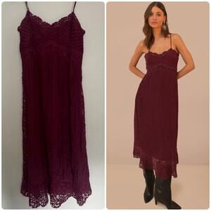 Farm Rio Purple Lace Sleeveless Midi Dress